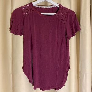 Burgundy Shirt Rewind Purple Lace Top
